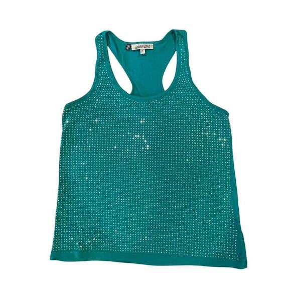 Jennifer Lopez Y2k Turquoise Embellished Sequin Bling Tank Top Large - Picture 9 of 16